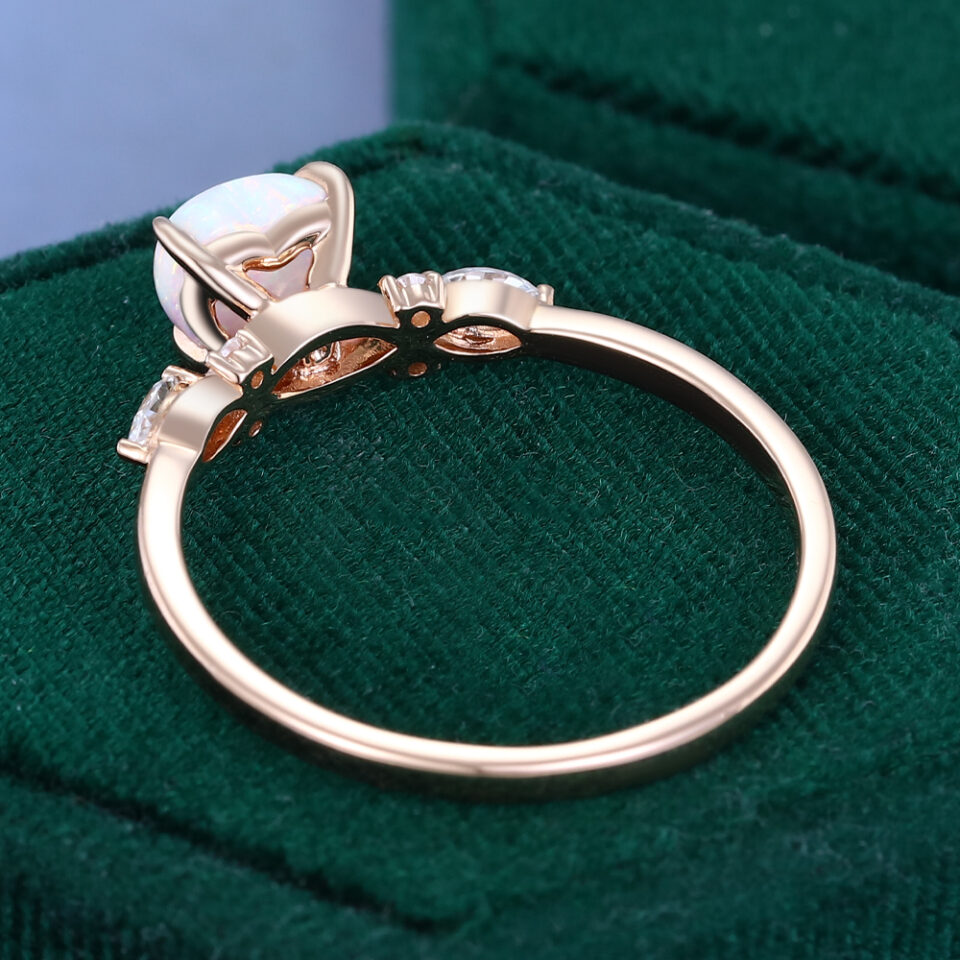Heart Shaped Opal Art Deco Engagement Ring (5)