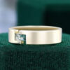 Horizontal Baguette Cut Moss Agate Gender Neutral Wedding Band (2)