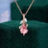Kite Cut Pink Sapphire Leaf Pendant