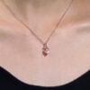 Kite Cut Pink Sapphire Leaf Pendant Necklace with Opal Accents (4)