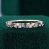 Tilted Moss Agate Cluster Promise Ring Half Eternity Stacking Wedding Band