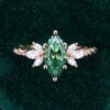 Marquise Cut Green Moissanite Engagement Ring Marquise Accented Twisted Design Promise Ring (6)
