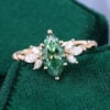 Marquise Cut Green Moissanite Engagement Ring Marquise Accented Twisted Design Promise Ring (8)