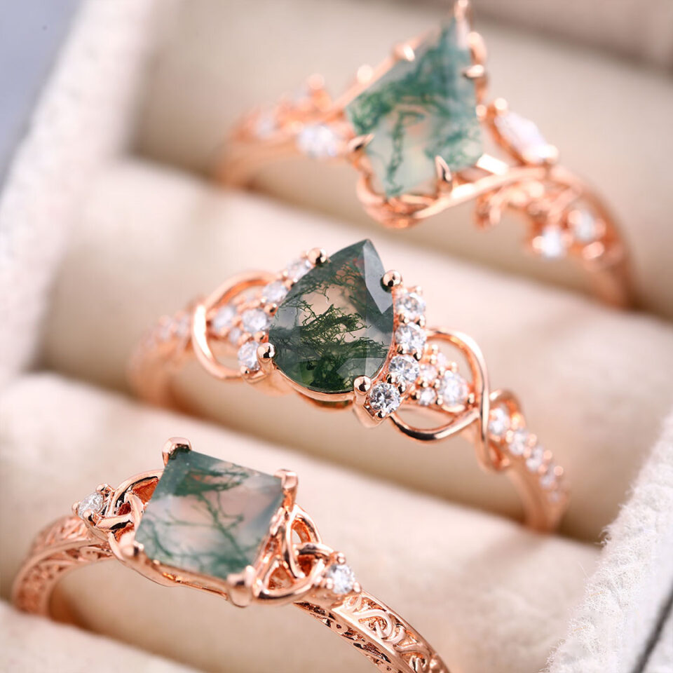 moss agate rings