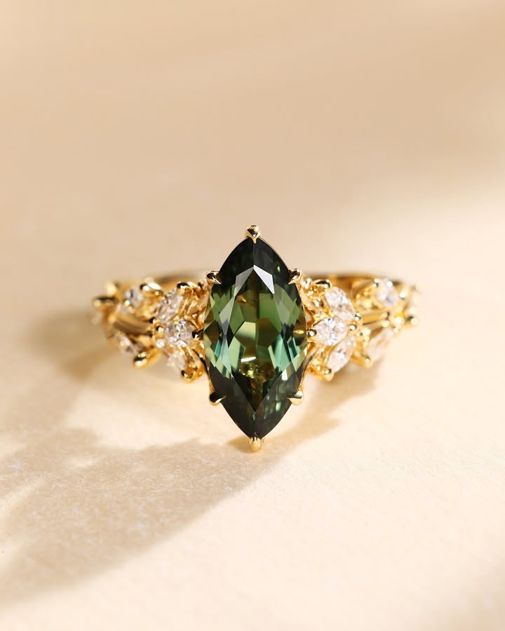 nature-inspired green sapphire ring 2