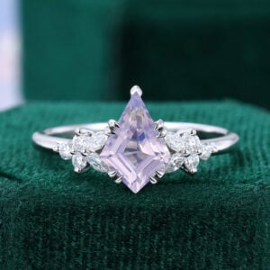 Kite Cut Lavender Amethyst with Moissanite Blossom