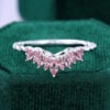 Alternating Marquise & Round Pink Sapphire Curved Wedding Band