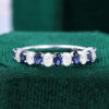 Alternating Sapphire & Moissanite Wedding Band Half Eternity Stacking Ring