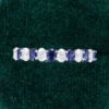 Alternating Sapphire & Moissanite Wedding Band Half Eternity Stacking Ring (5)