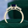 Art Deco Emerald Cut Sapphire Three Stone Engagement Ring with Baguette Accents (1)