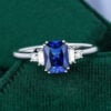Art Deco Radiant Cut Sapphire Engagement Ring With Moissanite Accents