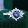 Hexagon Cut Sapphire Sunburst Halo Engagement Ring with Hidden Detail (5)