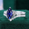 Marquise Cut Sapphire Bridal Ring Set Cluster Engagement Ring Set (17)