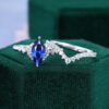 Marquise Cut Sapphire Bridal Ring Set Cluster Engagement Ring Set (20)