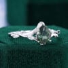 Nature Inspired Pear Cut Green Sapphire Engagement Ring with Split Leaf Band (1)