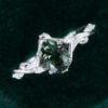 Nature Inspired Pear Cut Green Sapphire Engagement Ring with Split Leaf Band (4)