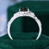 Nature Inspired Pear Cut Green Sapphire Engagement Ring with Split Leaf Band (5)