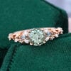 Nature Inspired Round Cut Green Sapphire Leaf Engagement Ring With Split Shank (18)