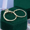 Oval Cut Green Sapphire Cluster Bridal Ring Set 2PCS Nature Themed Leaf Ring Set (19)