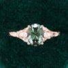 Oval Cut Green Sapphire Engagement Ring Nature Themed Leaf Ring (13)