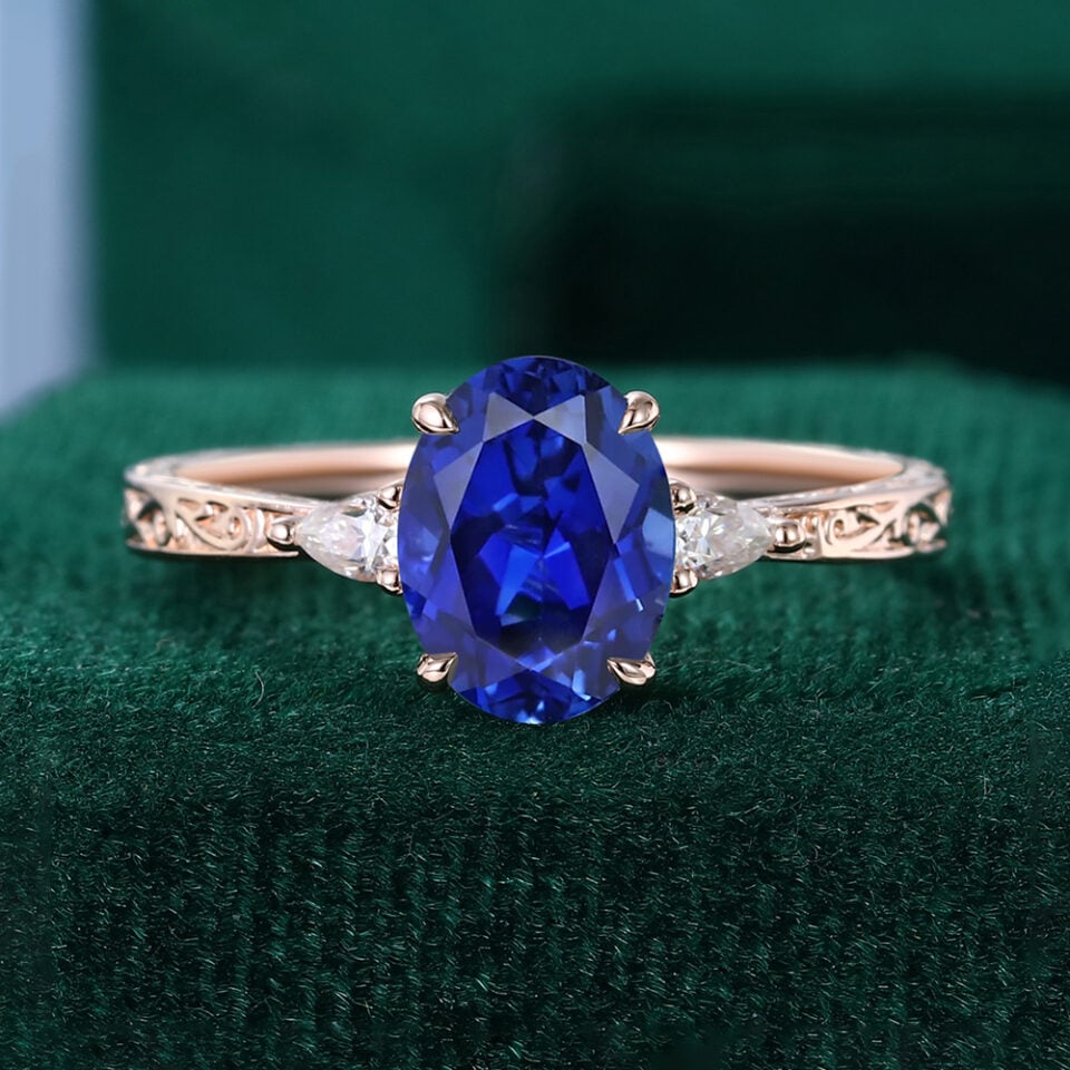 Oval Cut Sapphire Three Stone
