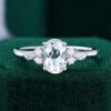 Oval Cut White Sapphire Classic Cluster Engagement Ring