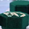 Pear Cut Green Sapphire Bridal Ring Set with Nature Inspired Leaf Band (3)