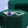 Pear Cut Purple Sapphire Cluster Bridal Ring Set 2PCS Unique Engagement Ring Set (6)