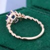 Round Cut Cornflower Sapphire Cluster Engagement Ring With Twisted Band (3)