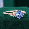Round Cut Cornflower Sapphire Cluster Engagement Ring With Twisted Band (6)