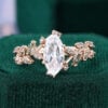 Marquise Cut White Sapphire Nature Inspired Engagement Ring