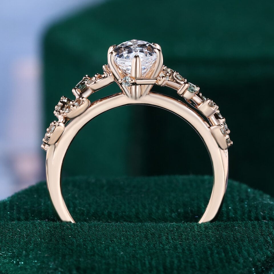 TwigGlow Marquise Cut White Sapphire Nature Inspired Engagement Ring (17)