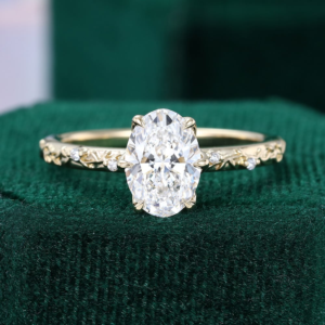 antique oval cut lab diamond engagement ring