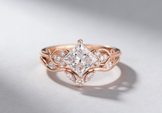 princess cut lab diamond ring set