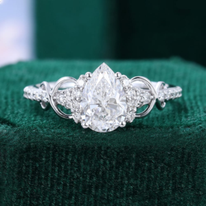 pear shaped lab diamond engagement ring