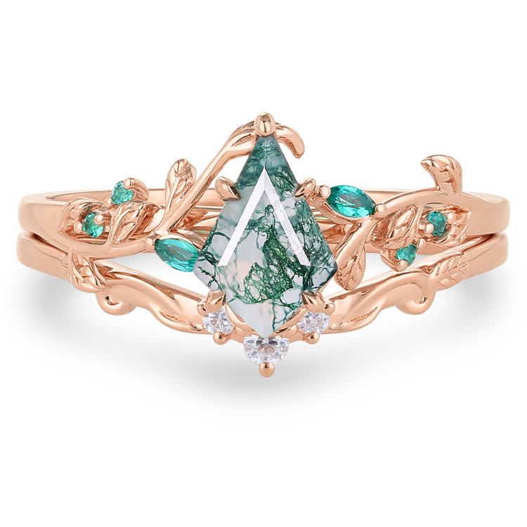 moss agate ring set