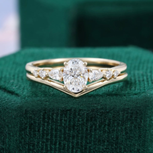 oval cut lab diamond engagement ring set