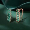 Art Deco Baguette & Princess Cut Emerald Climber Stud Earrings