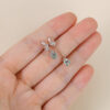 Asymmetrical Pear Cut Moss Agate Maple Leaf Drop Earrings (6)
