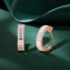 Baguette Cut Moissanite C-Hoop Stud Earrings (3)