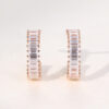Baguette Cut Moissanite C-Hoop Stud Earrings