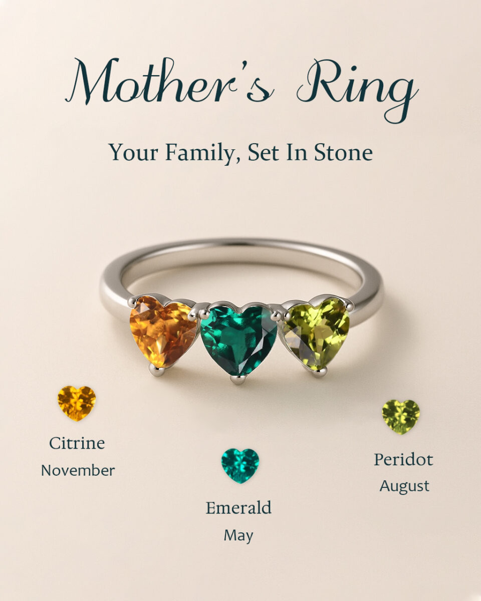 Citrine (November) + Lab Emerald (May) + Peridot (August)