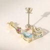 Floral Inspired Pear Cut Aquamarine Dangle Earrings With Cherry Blossom Accents