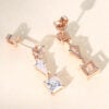 Geometric Multi Cut Moissanite Triple Dangle Earrings For Women (6)