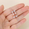Geometric Multi Cut Moissanite Triple Dangle Earrings For Women (7)