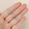Leaf Design Pear Cut Moss Agate Dangle Earrings (1)