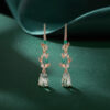 Leaf Design Pear Cut Moss Agate Dangle Earrings