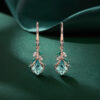 Leaf Inspired Kite Cut Moss Agate Dangle Earrings
