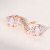 Long Hexagon Cut Moissanite Petal Cluster Huggie Hoop Earrings (2)