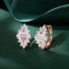 Long Hexagon Cut Moissanite Petal Cluster Huggie Hoop Earrings (3)